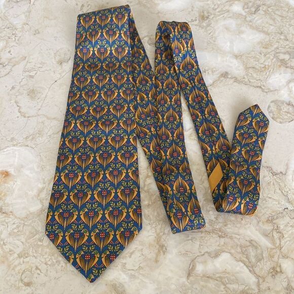 Salvatore Ferragamo 100% Silk Tie Lovebirds - Picture 3 of 10